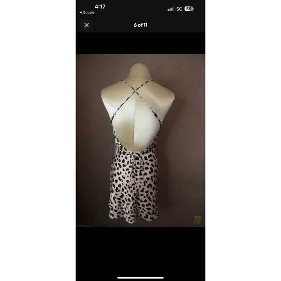 Princess Polly Women's 4 Maya Mini Slip Dress Leopard Print Open Cross Back - Picture 8 of 8
